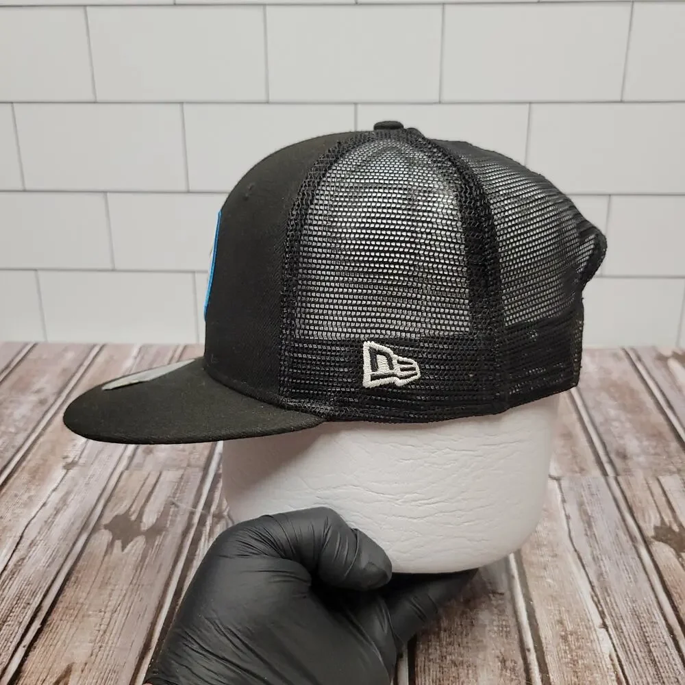 New Era 9FIFTY MLB Miami Marlins MIA Logo Trucker Snapback Hat Black OSFM